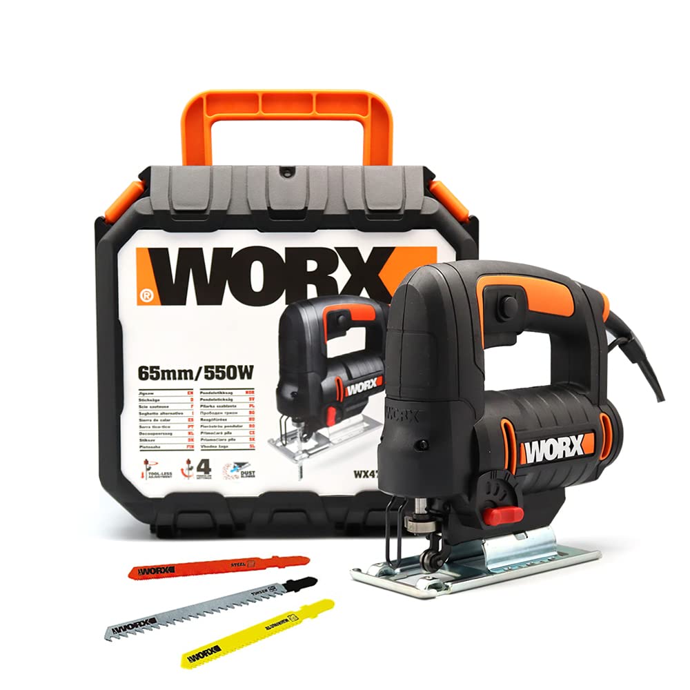 WORX WX477.1 Stichsäge 550W zum Schneiden von Holz, Stahl & Aluminium - ideal für Gehrungsschnitte –