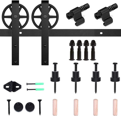 CCJH 200CM (6.6FT) Schiebetürbeschlag Set Schiebetürsystem Laufschiene für Schiebetür Hängeschiene f