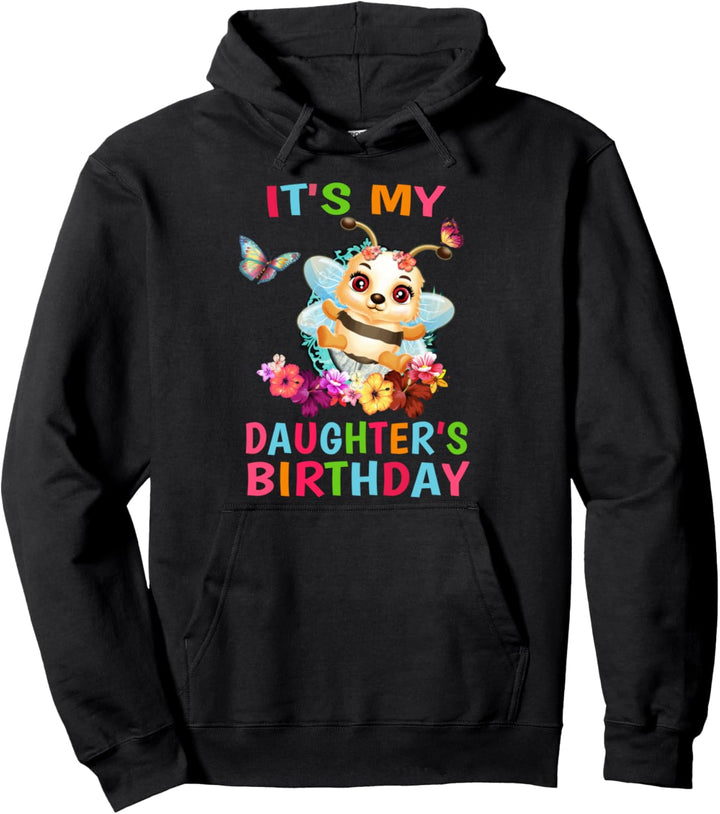 Mom of the Birthday Bee Girl Shirt Matching Dad Birthday Pullover Hoodie