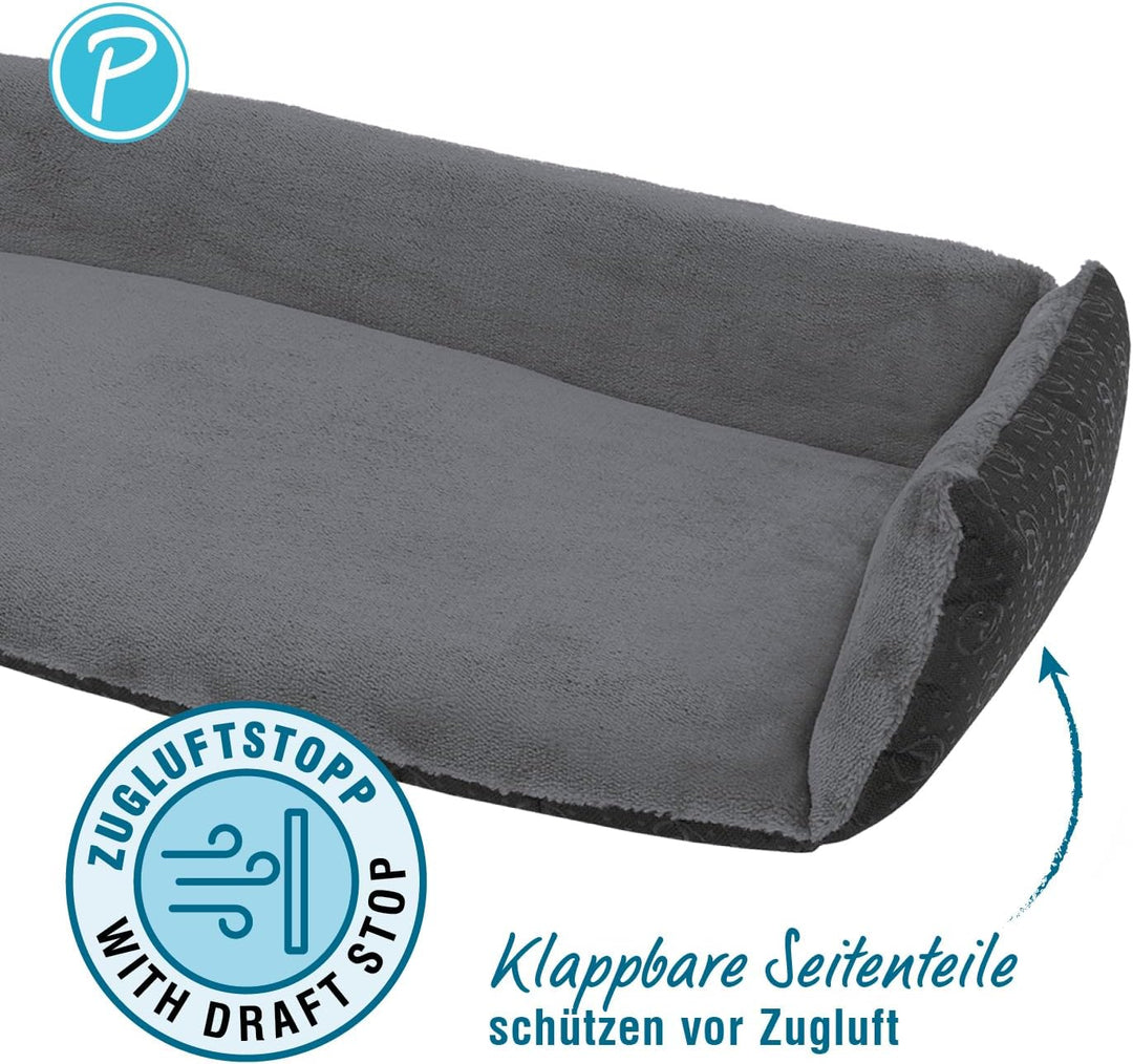 Petlando Fensterbankauflage mit Zugluftstopp Grau 78x35x3,5 cm
