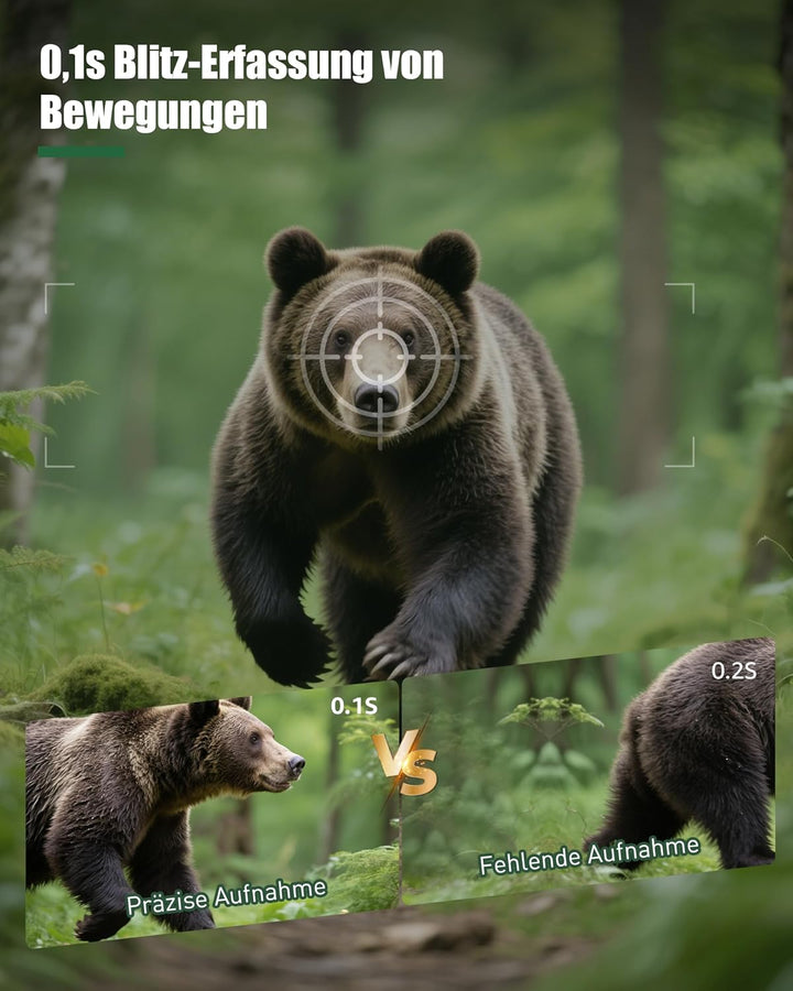 4K WLAN Wildkamera mit App 64MP HD Wildtierkamera mit 940nm Nachtsicht Bewegungsmelder WiFi Jagdkame