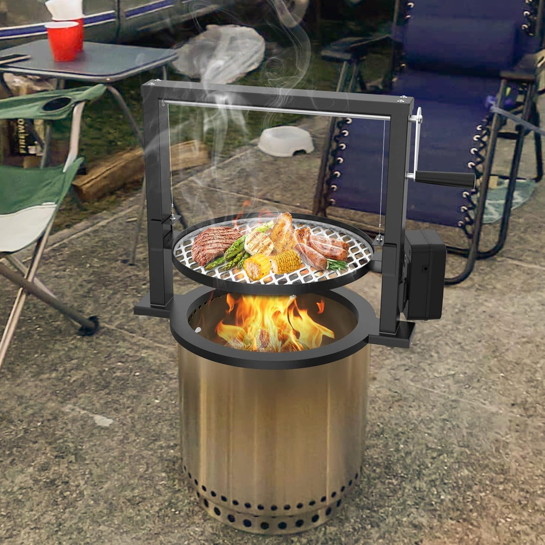 onlyfire Santa Maria Grillaufsatz Grillspiess Set für Solo Stove Ranger 38 cm Feuerstelle, Drehspies