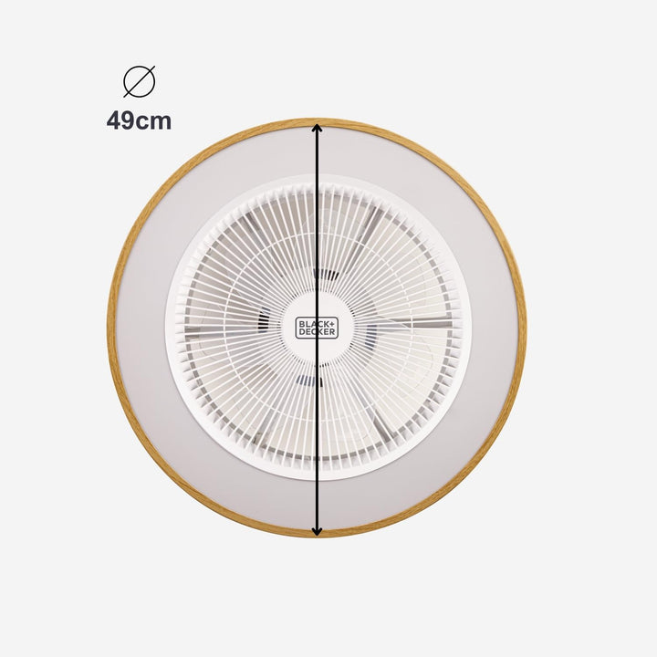 Black+Decker - Deckenventilator BXEFC60E mit LED-Licht | 49 cm | 6 Geschwindigkeiten | Dimmbares Lic