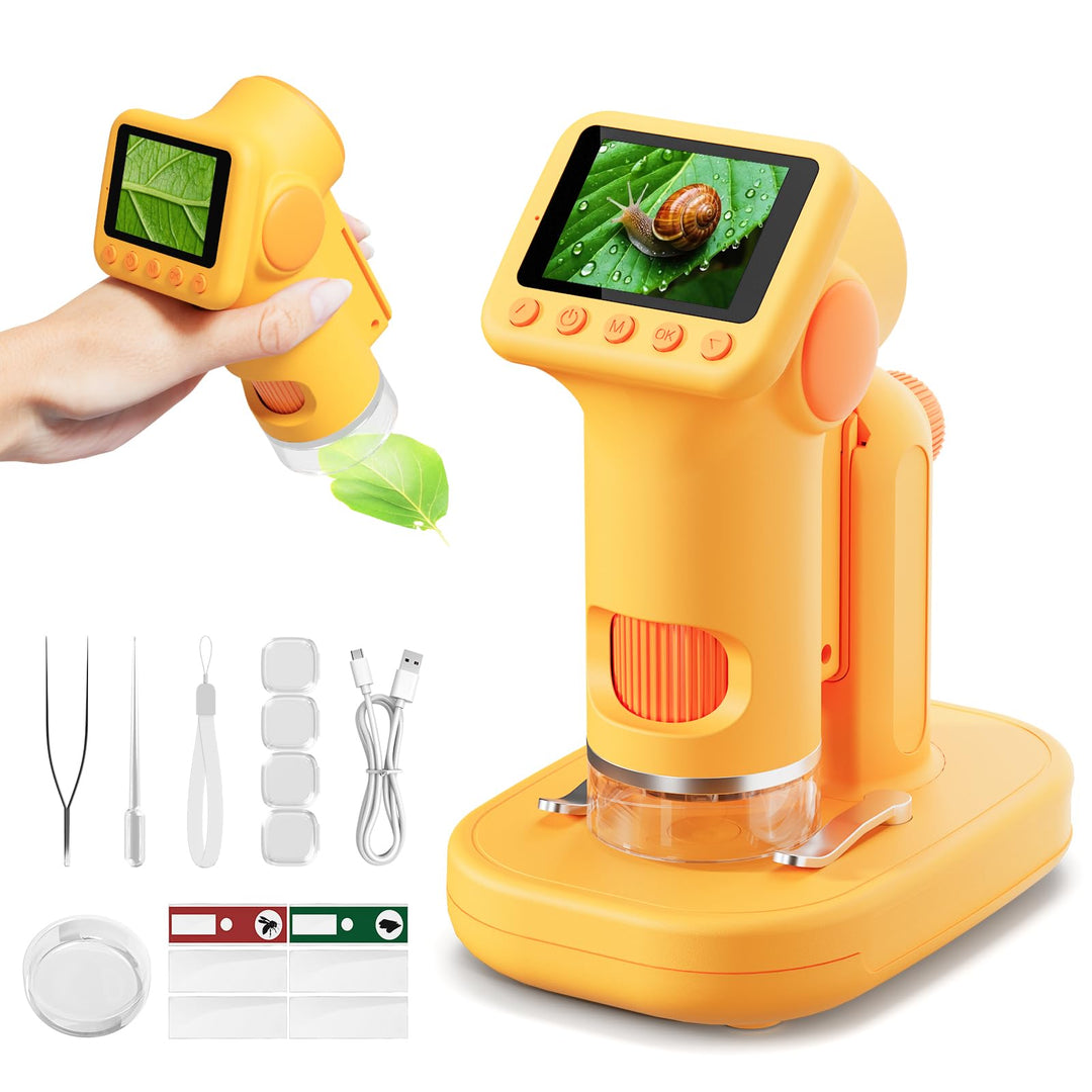 1600X Mikroskop für Kinder, 4K 2,0" IPS-Bildschirm Kinder Mikroskop mit wissenschaftlichen Kits, lus