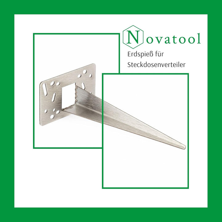 Novatool 4 x Gartenspies 10 x 6 x 18 cm Edelstahl Profi Erdspiesse für Lampen Bodenhülse Erdanker Ga