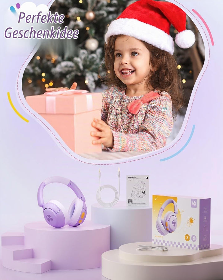 Bluetooth Kopfhörer Kinder, 85dBA Sicheres Volumen, Bluetooth 5.4, BPA Frei/CPC Zertifiziert, 75 Std