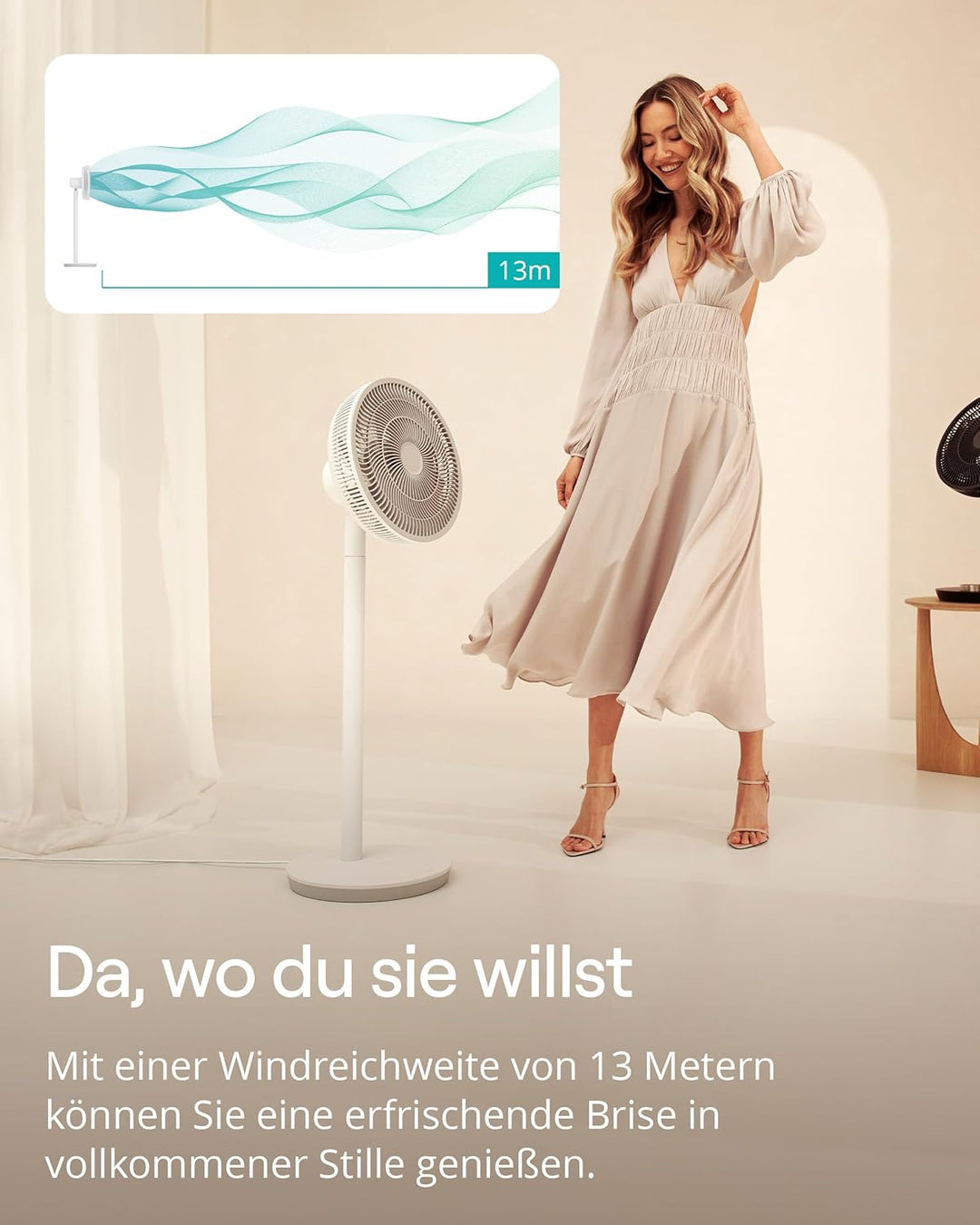 Duux Whisper Essence Standventilator sehr Leise - 120° Oszilation - 7 Geschwindigkeitsstufen - 8-std