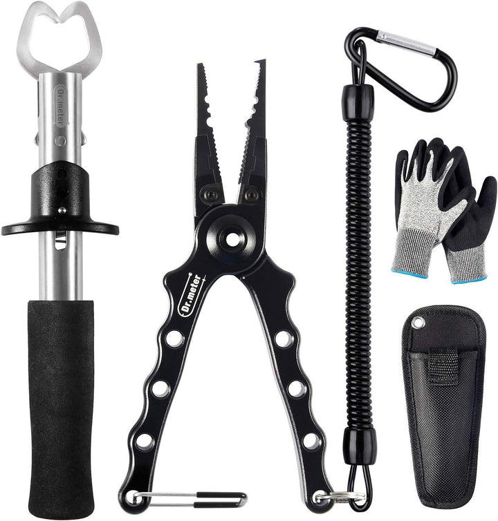 Dr.meter Angelzubehör Set – 3 Stück Angelset mit Angelzange, Edelstahl Fischzange, Fisch Greifer & A