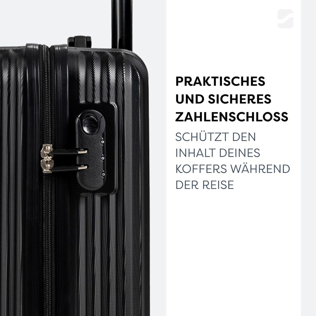 Kabinenkoffer 55x39x20 cm, 36 l, Reisekoffer Handgepäck, Hartschale aus ABS, Vier 360°-Spinner-Rolle