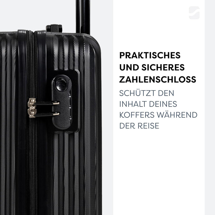 Kabinenkoffer 55x39x20 cm, 36 l, Reisekoffer Handgepäck, Hartschale aus ABS, Vier 360°-Spinner-Rolle