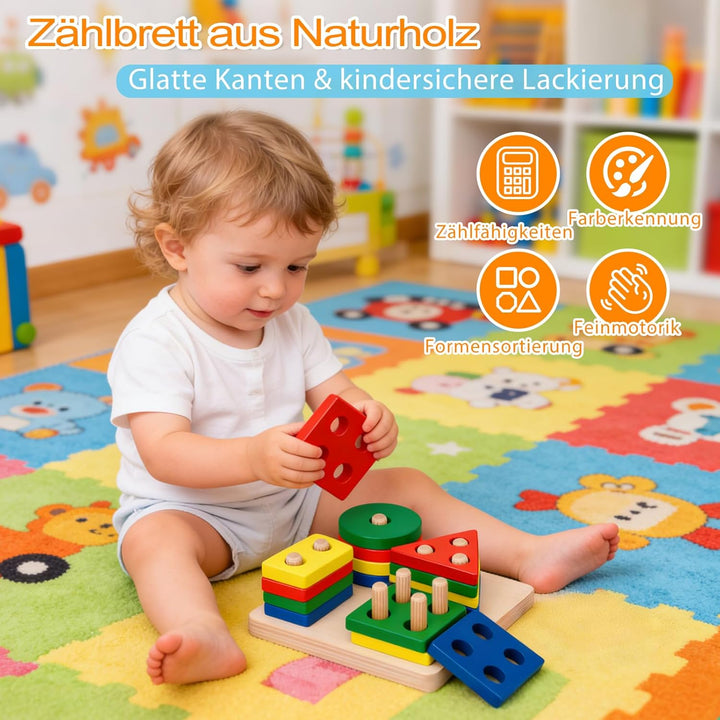 Montessori Spielzeug für Kleinkinder 1–3 Jahre, 7-in-1 Lernspielzeug Aktivitätsset mit Stoffbuch, St