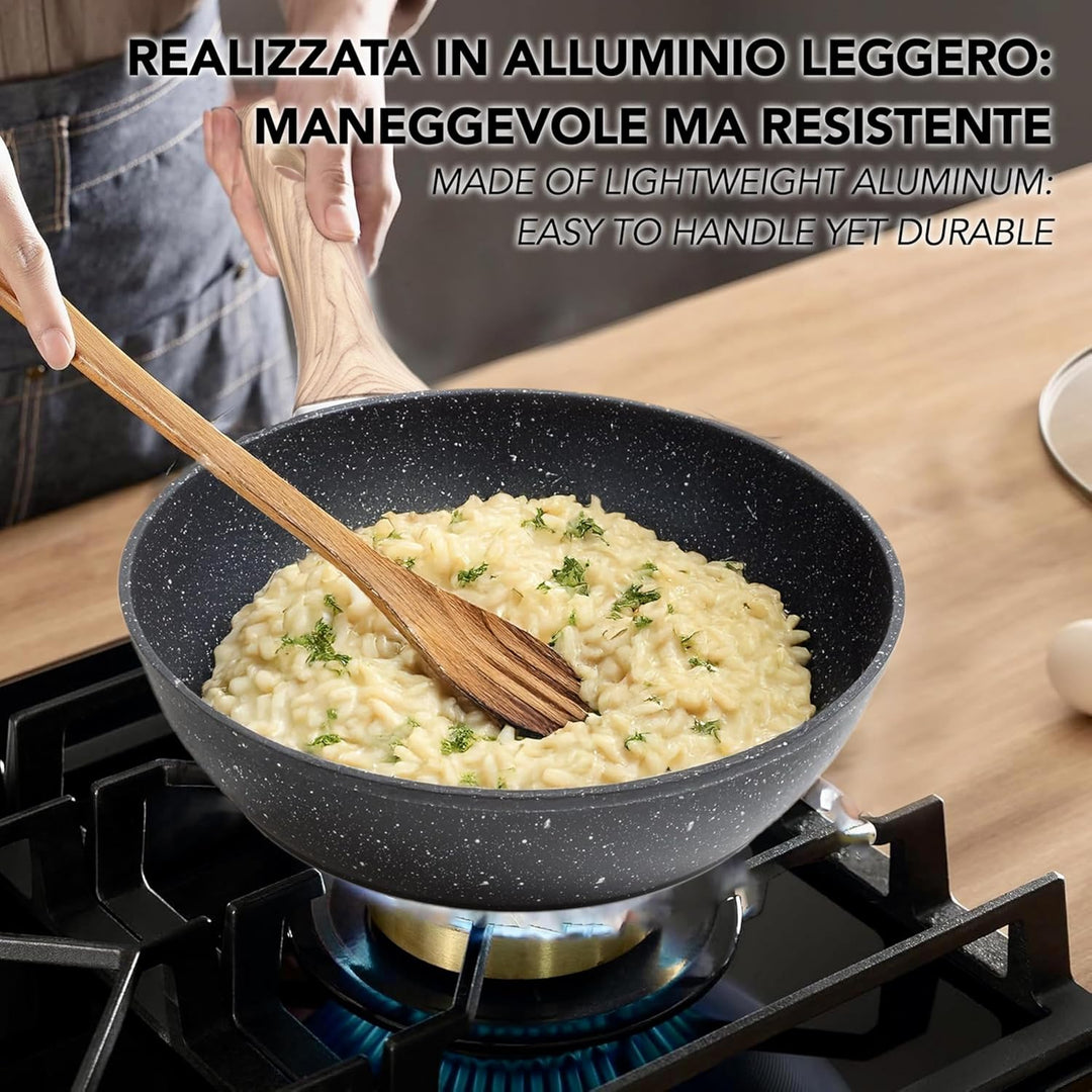 IPEA Antihaft-Pfanne für Nudeln und Frittieren – Induktion und Gasherd – 22 cm – Wok – Antihaft-Pfan