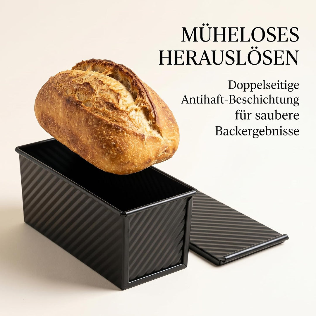 Toastbrot Backform mit Deckel 1000g & 230g, mit Silikonspatel | CHIHEUNG 2 Stück Toast Brotbackform,