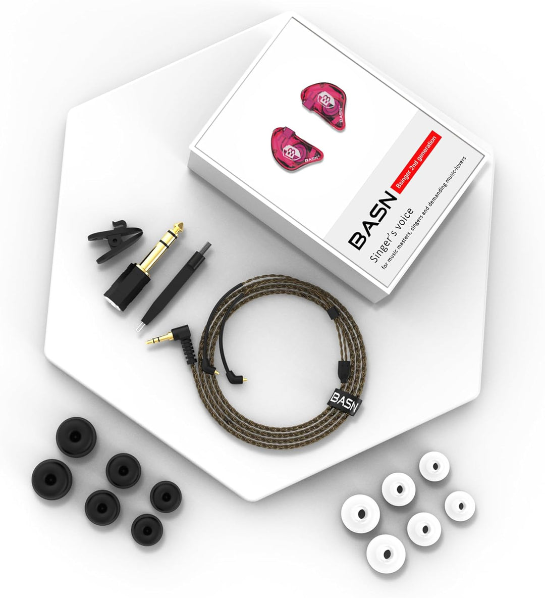 BASN Bsinger In-Ear-Monitore Geräuschisolierende Kopfhörer, Dual-dynamische Treiber High Definition