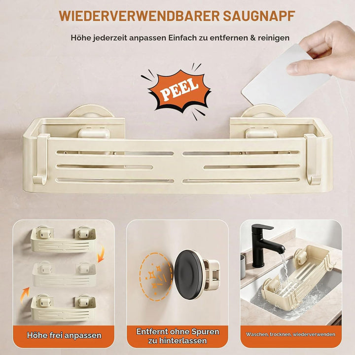 Lekesky Duschablage Ohne Bohren, Starke Saugnäpfe, Rostfreies Aluminium Badezimmer Regal &amp; Organizer