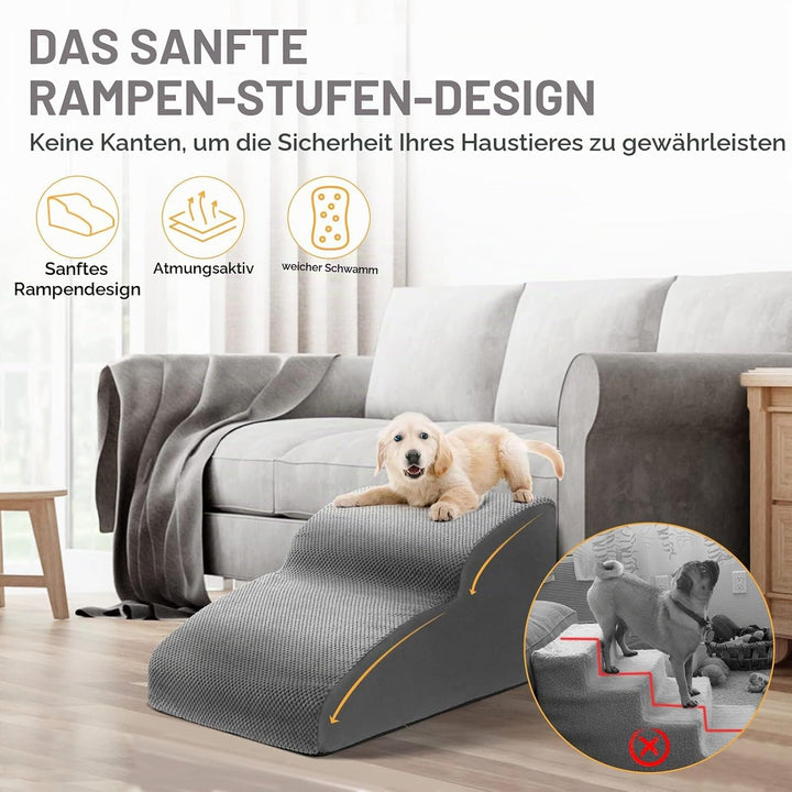 Lannvan Hundetreppe für Kleine Hunde, 2 Stufen Haustiertreppe Katzentreppe, Hunderampe aus Schwamm f