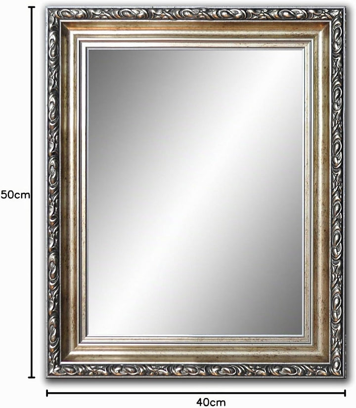 50 cm x 40 cm, Spiegel mit Rahmen, Badezimmerspiegel Antik, Alte Spiegel, Handgefertigte, Stabiler R