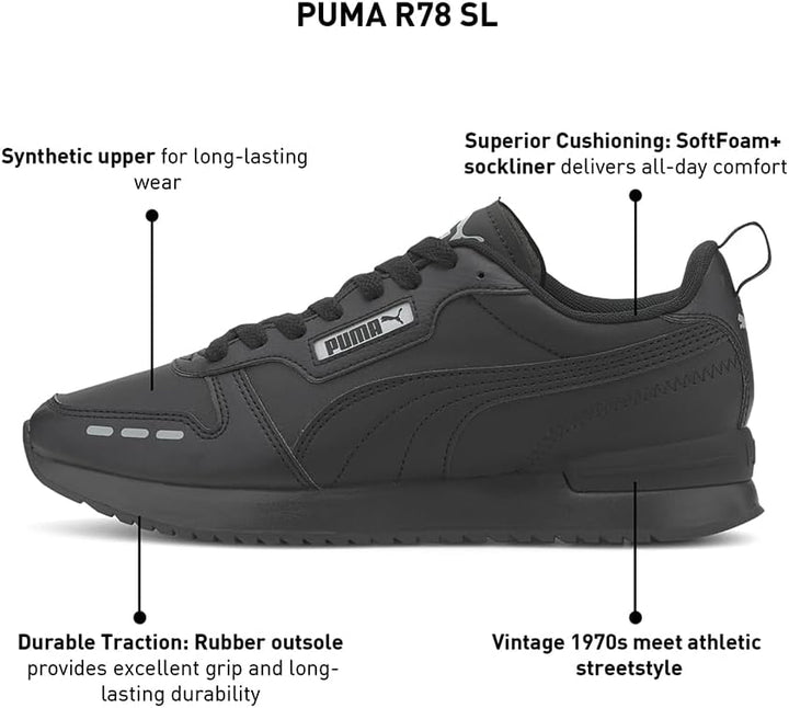 PUMA Herren R78 Sl Sneaker 37 EU Puma Black Puma Black, 37 EU Puma Black Puma Black
