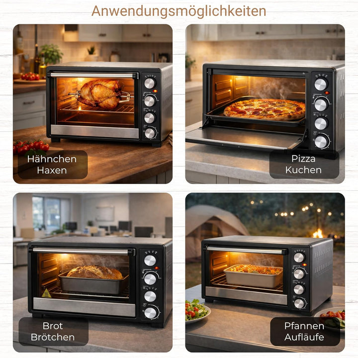 Syntrox 30 l Kleiner Mini Backofen Lasale | Miniofen | Pizzaofen | Pizzabackofen, 1500 Watt, 30 Lite