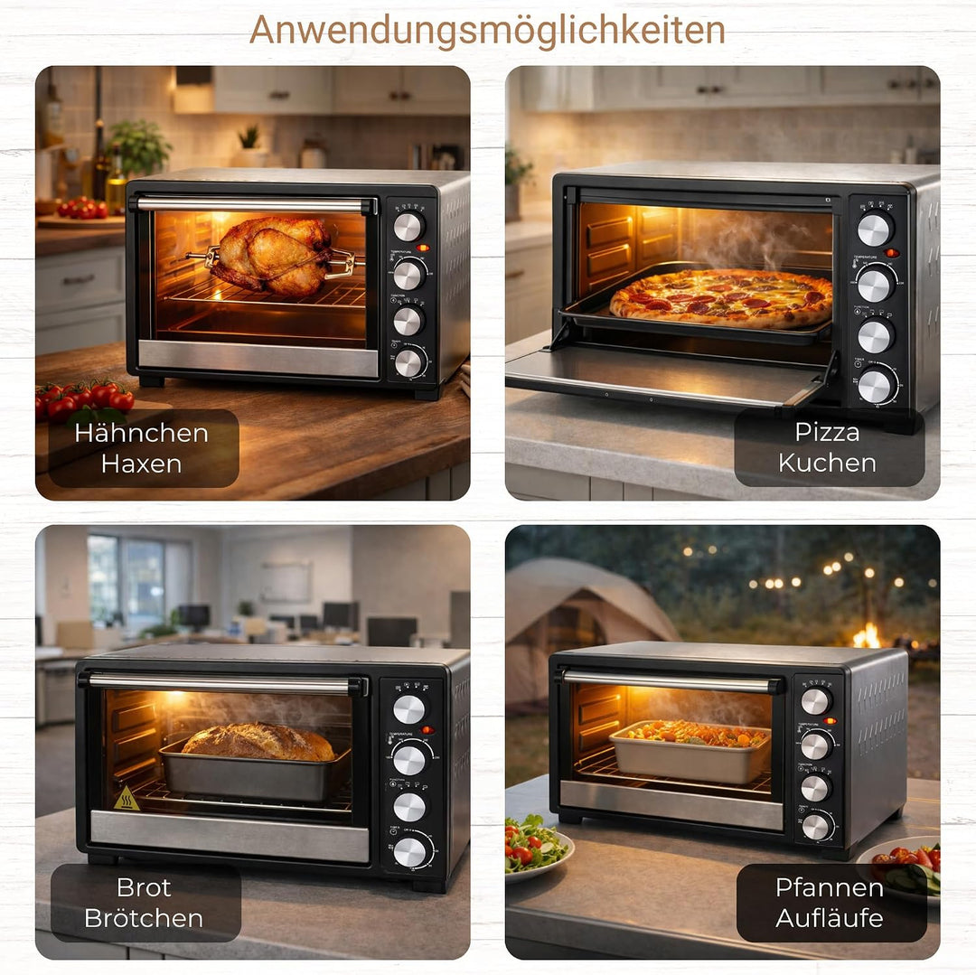 Syntrox 45 l Kleiner Mini Backofen Budisu | Miniofen | Pizzaofen | Pizzabackofen, 2000W, für kleine