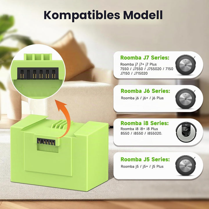ABL-D1/ABL-D2 Li-ion Ersatz Akku für iRobot Roomba i7/ i7+, i4/i4+, i3/i3+ Plus, für iRobot Roomba e