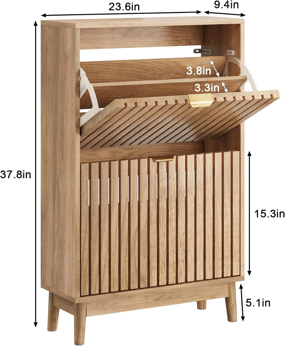 Schuhschrank, Schuhschrank für den Eingangsbereich, mit 2 Klappschubladen, schmaler Schuh-Organizer
