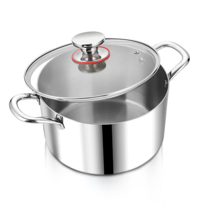 Herogo Kochtopf, Edelstahl Kochtopf Induktion mit Glasdeckel, Ø 24 cm/ 5,6 L Suppentopf Fleischtopf
