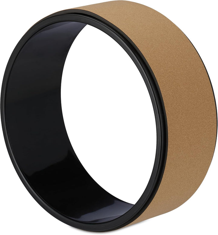 Relaxdays Yogarad, Ø 32 cm, Kunststoff, Kork, rutschfest, für Rückenübungen, Dehnbarkeit, Yogazubehö