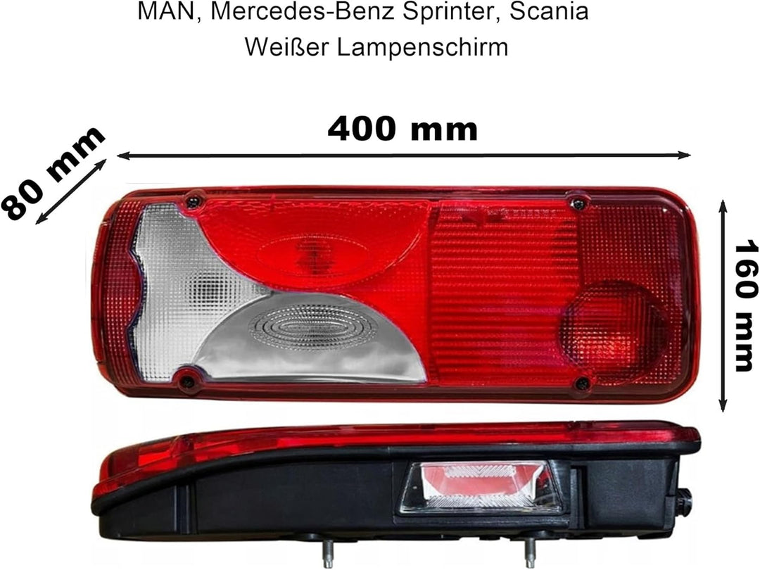 2x Rückleuchten Set LKW & Nutzfahrzeuge | 12V/24V | E-geprüft | für MAN, Sprinter, Scania, Anhänger