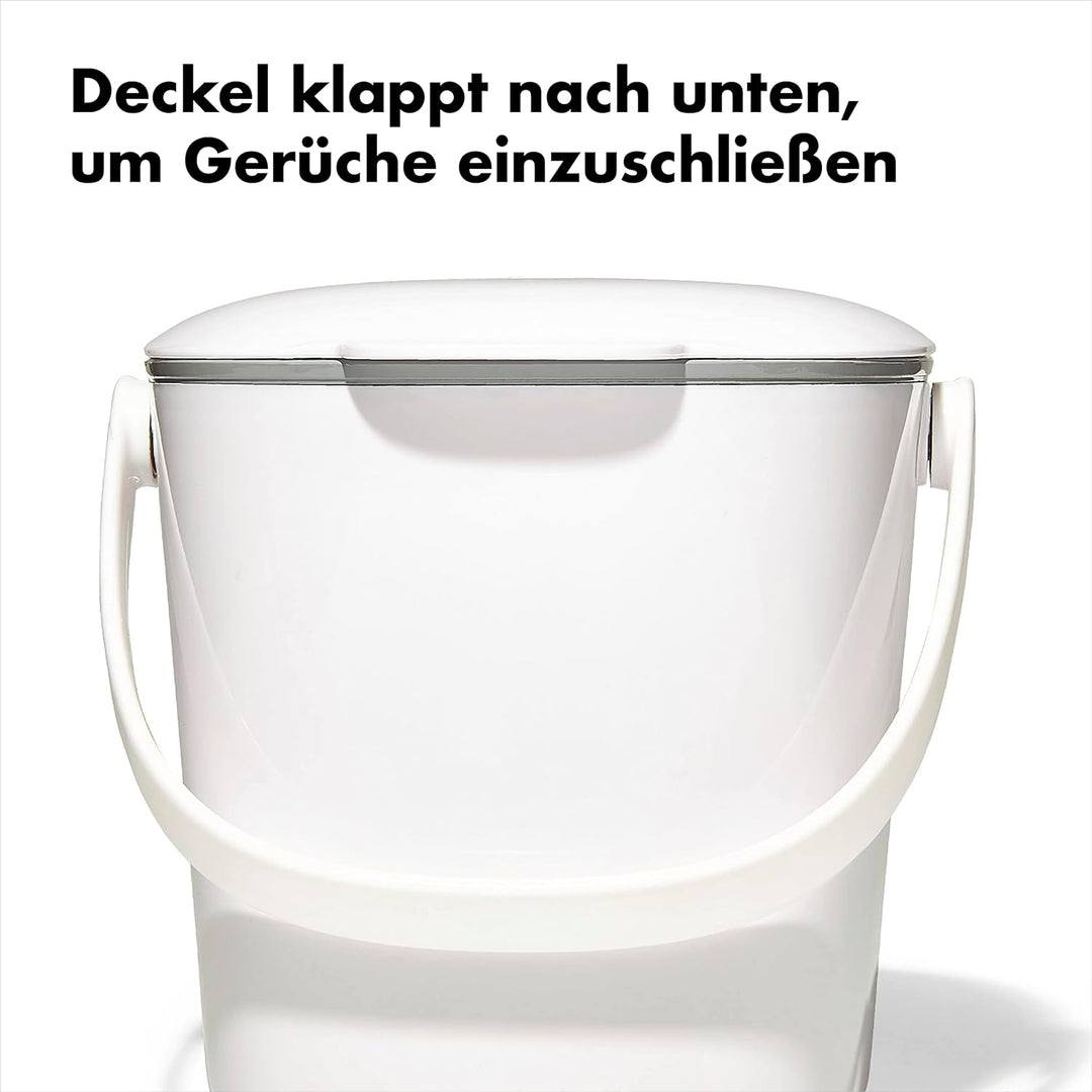 OXO Good Grips Komposteimer weiss – geruchsdichter Abfalleimer für die Küche – 2,8 l 2.8L Weiss, 2.8