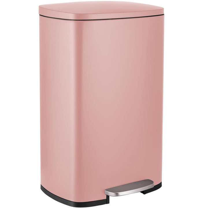 LIFERUN Mülleimer 50l aus Edelstahl, Abfalleimer mit Deckel, Soft-Close Tretmülleimer, Grosser Trete