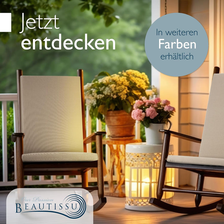 Beautissu 6er Set Premium Hochlehner Auflage 100% Wasserdicht UV-beständig | 120x50cm Beige bequem p
