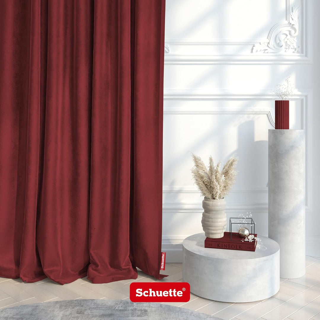 Schuette® Verdunkelungs-Vorhang Gardine mit Ösen ● Millenium Velvet: Carmine (Rot) ● 135x230cm Breit