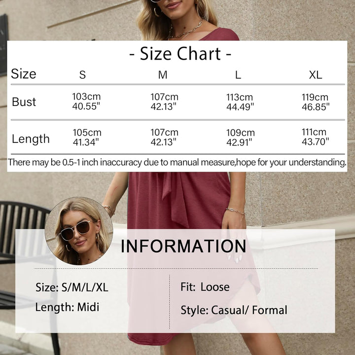 Bequemer Laden Damen Sommer Kleid Knopfleiste Kurzarm Midi Kleider Elegant Sommerkleid Businesskleid