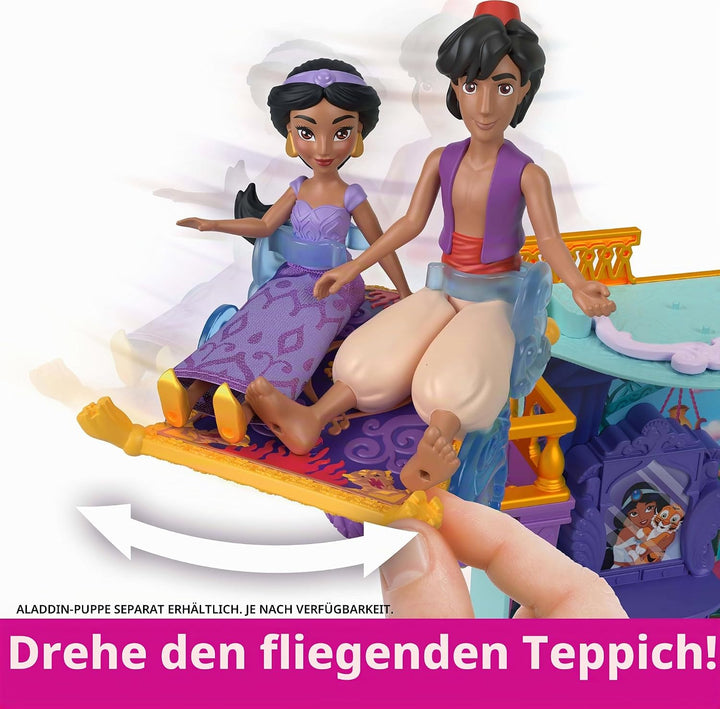Mattel Disney Prinzessin-Spielzeug, Jasmins Stapelschloss Puppenhaus-Spielset mit kleiner Puppe, 2 F