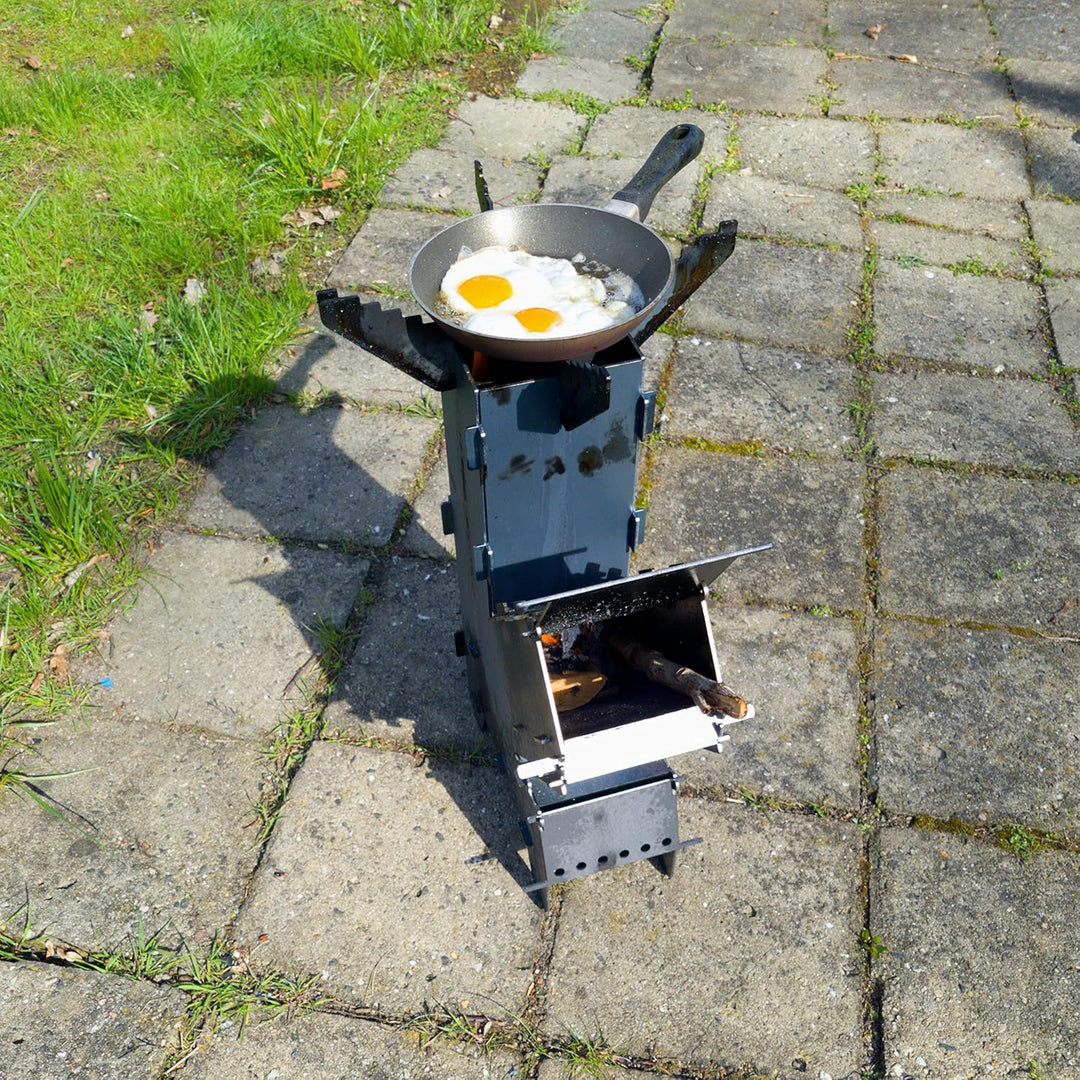 Fire World Raketenofen Rocket Gross Stove Stecksystem aus massivem 3 mm dickem Stahl, Gross