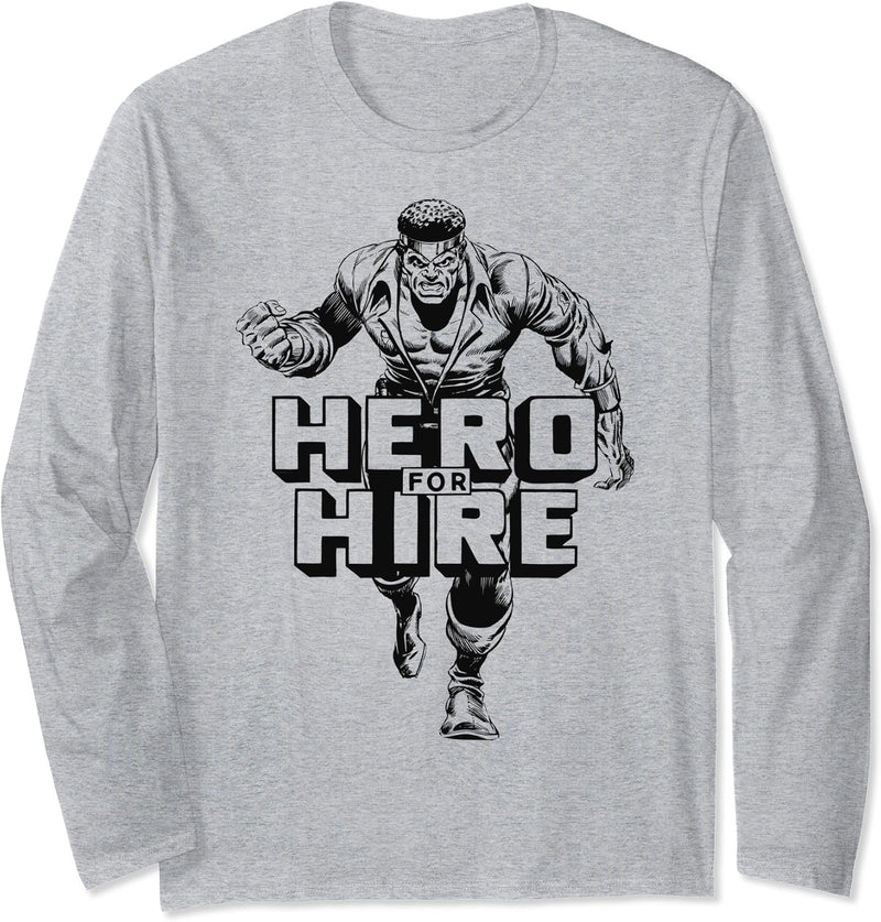 Marvel Heroes For Hire Luke Cage Grayscale Langarmshirt