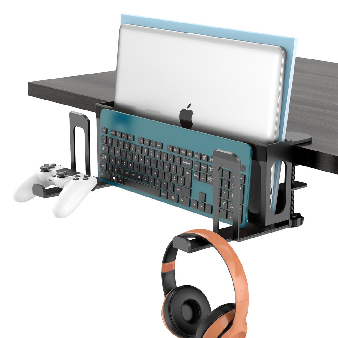 6 In 1 Schreibtisch Seitenaufbewahrung Ohne Bohrer Verstellbare Laptop Halterung, Zweilagig, Stahl,