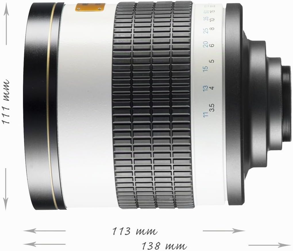 Walimex Pro 15551 800mm 1:8,0 DSLR-Spiegelobjektiv für Nikon F Objektivbajonett weiss (manueller Fok