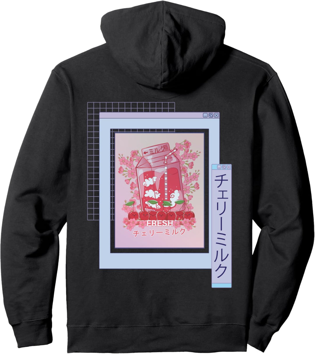 Vaporwave 90s Japanisch Kawaii Kirschmilch Retro Browser Pullover Hoodie