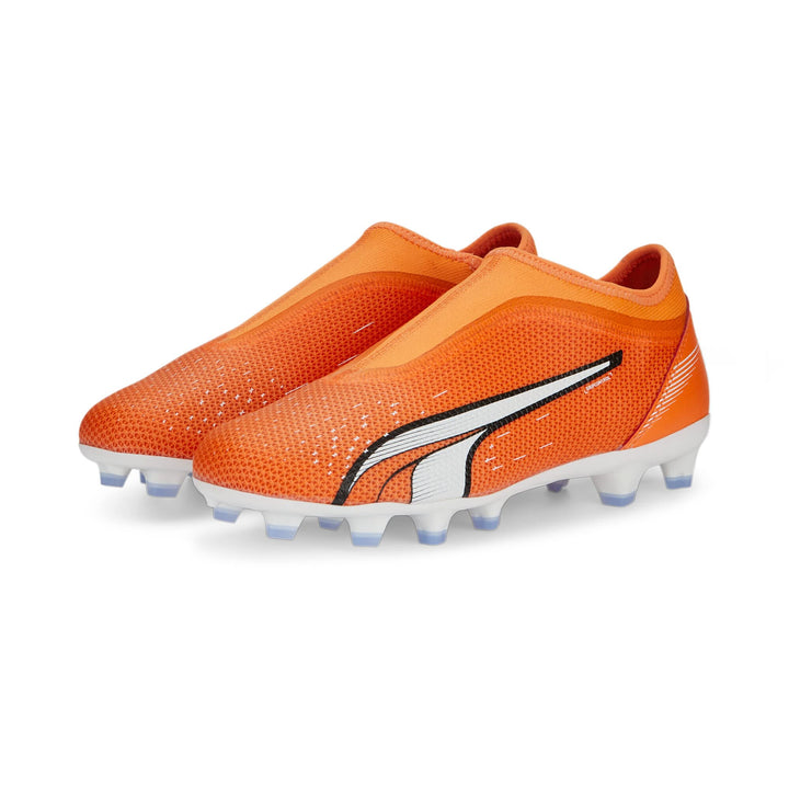 PUMA Unisex Kinder Ultra Match Ll Fg/Ag Jr Fussballschuh 28 EU Ultra Orange Puma White Blue Glimmer,