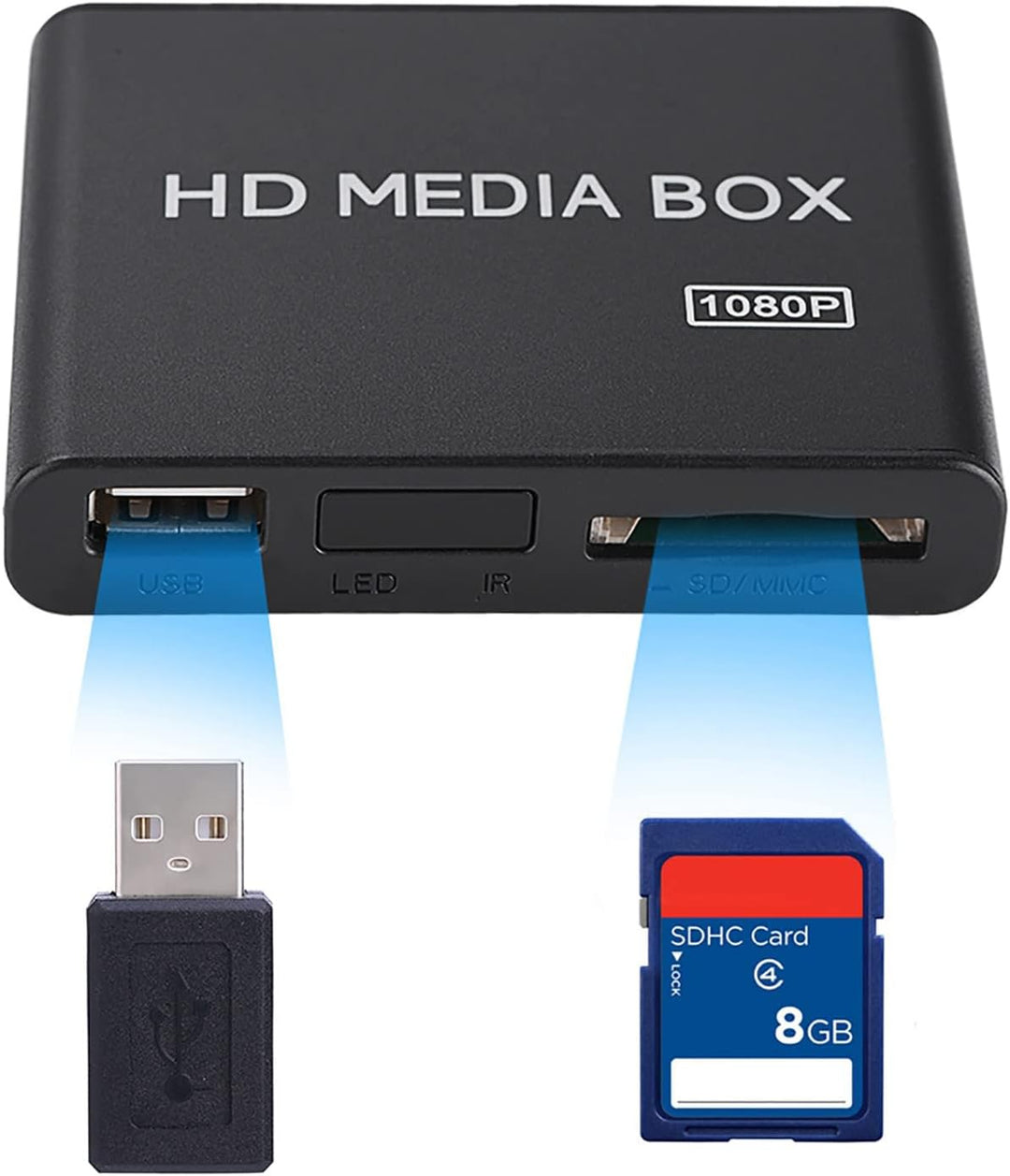 Media Player, 1080p Full HD Ultra Digital Media Player Box, Unterstützt USB MMC RMVB MP3 AVI MKV (EU