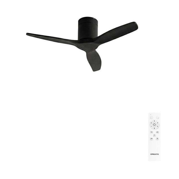 CREATE / WINDCALM NATURAL WOOD S/Deckenventilator Schwarz mit Fernbedienung / 40W, Timer, Ø112cm, 6