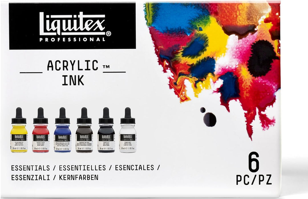Liquitex 3699314 flüssige Professional Acrylfarben - Ink, Set - 6 Farben a 30 ml Tusche, basisfarben