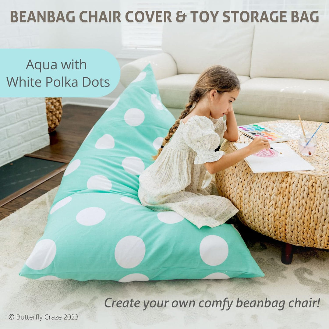HEYOMART Butterfly Craze Stuffed Animal Storage Bean Bag Chair – Stuff ‘n Sit Toy Bag Floor Lounger