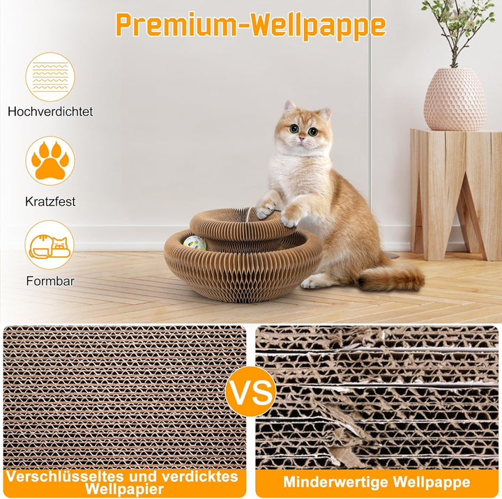 Kratzbrett Katze, 2-in-1 Cat Kratzbrett mit Glöckchen, Magische Orgel Cat Scratching Board, Zusammen