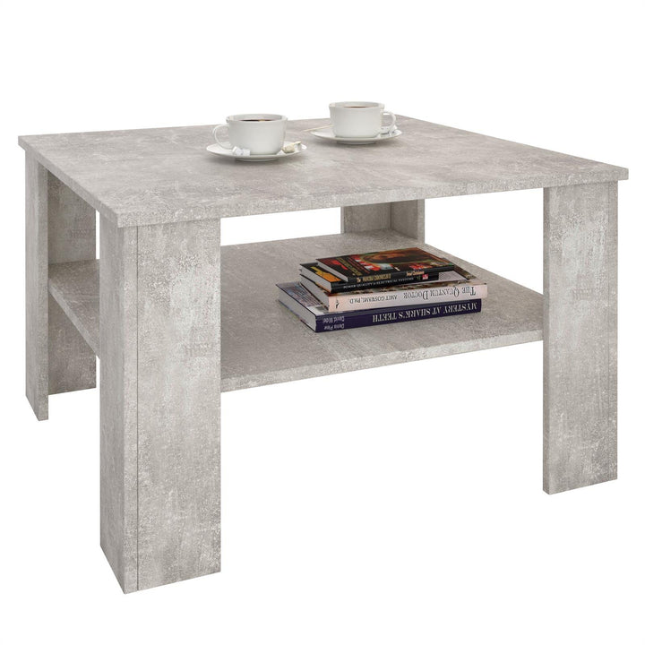 CARO-Möbel Couchtisch Wohnzimmertisch Felice in Beton Optik mit Stauraum, 68x68 cm Betonoptik, Beton