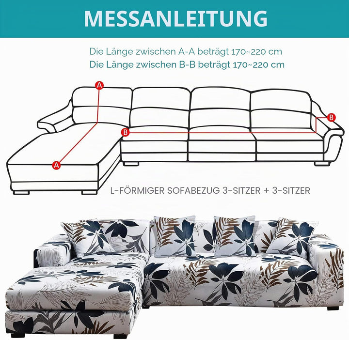 ShowyLive Sofa Überzug Couch Überzug 2er Set für Ecksofa L-Form Sofabezug 3 Sitzer+3 Sitzer, mit 4 S