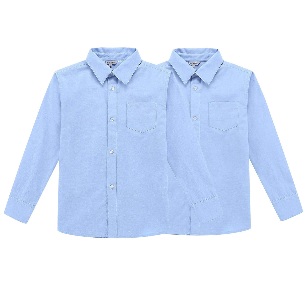 BIENZOE Jungen Schuluniform Lange Oxford Hemd 2Pcs Satz