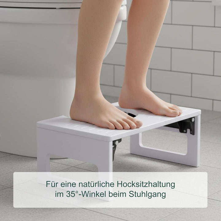 Relaxdays Toilettenhocker, klappbar, Hocker Toilettengang, Erwachsene, Bambus, rutschfest, HxBxT: 18
